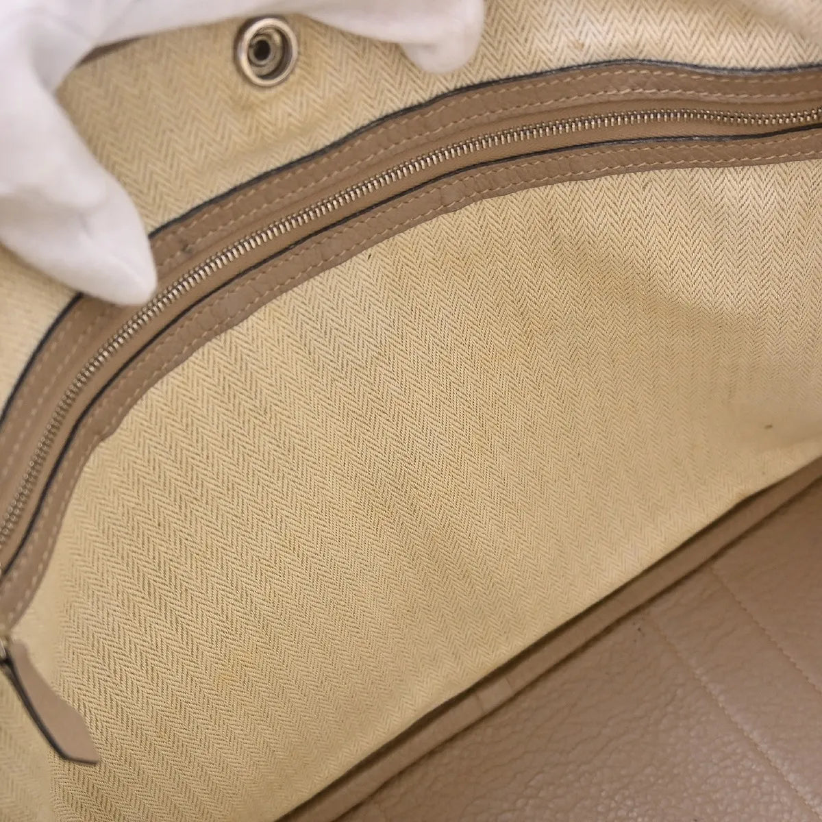 Hermes Quadrige Garden Party Tote Leather Beige Leather Handbag (Pre-Owned)