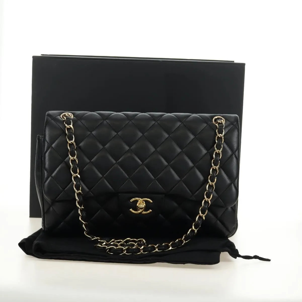 Chanel Timeless - Classic Double Flap Leather Black Leather Handbag (Pre-Owned)