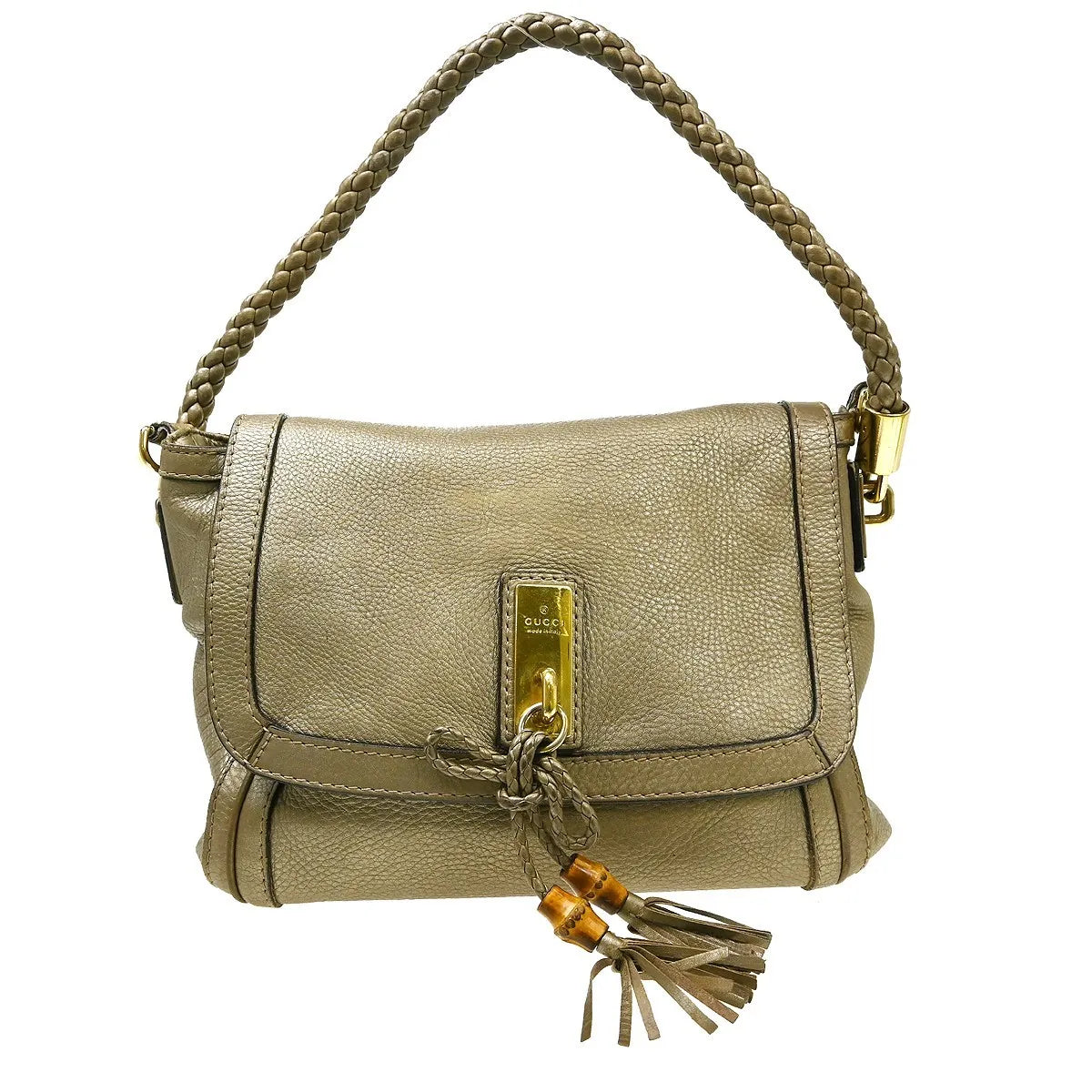 Gucci Bella Flap Leather Gold Leather Shoulder Bag Bag (Pre-Owned)