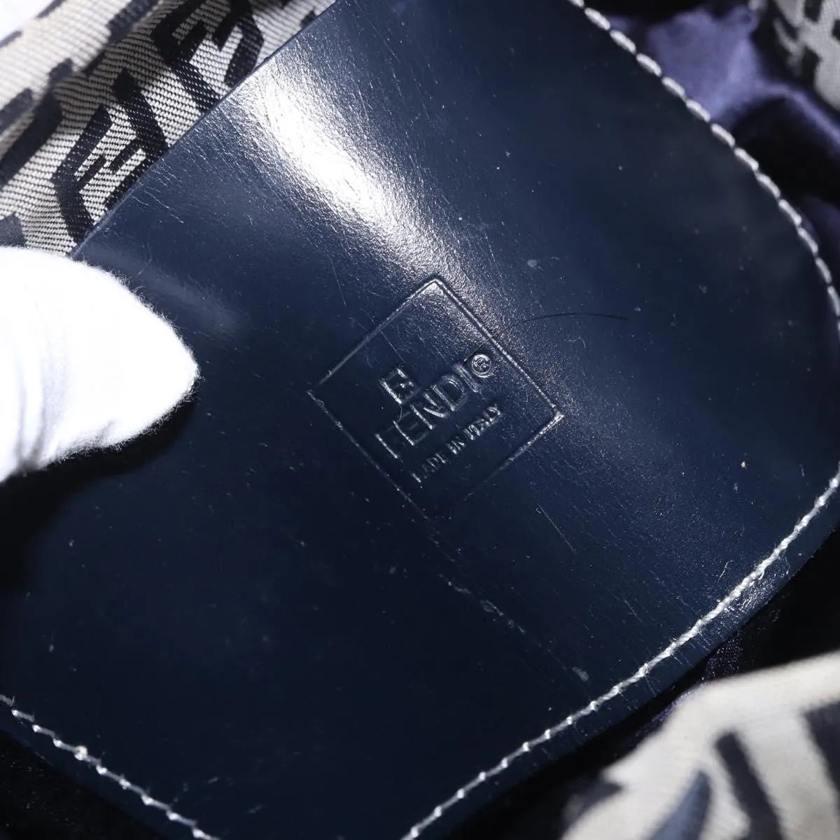 Fendi Zucchino Canvas Navy Canvas Handbag (Pre-Owned)