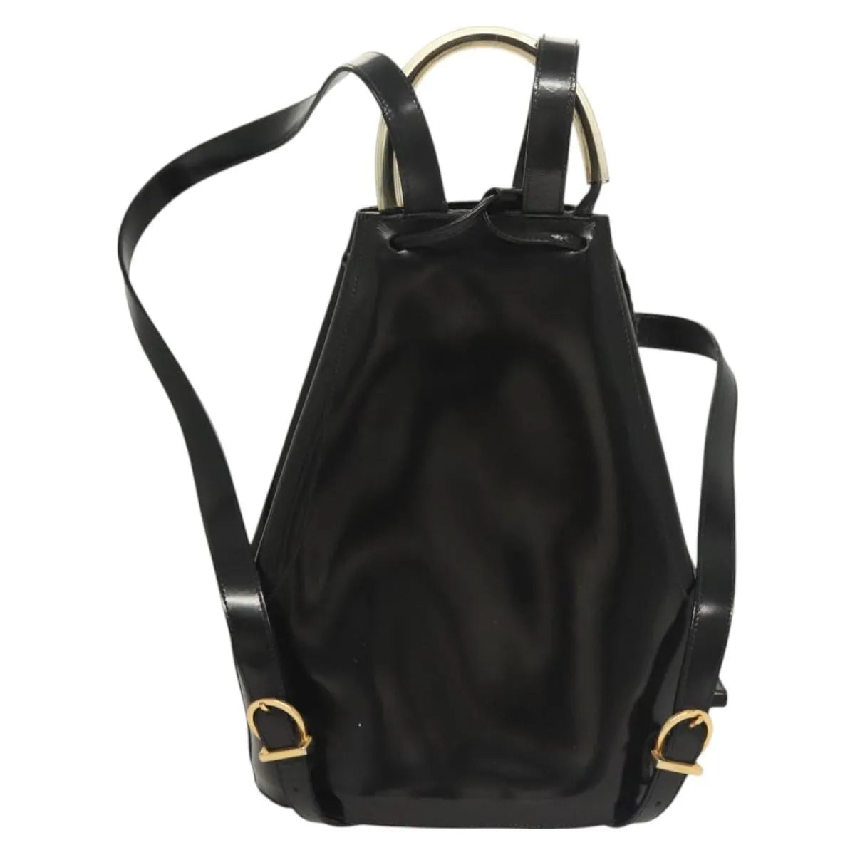 Salvatore Ferragamo Gancini Patent Leather Black Patent_Leather Backpack Bag (Pre-Owned)
