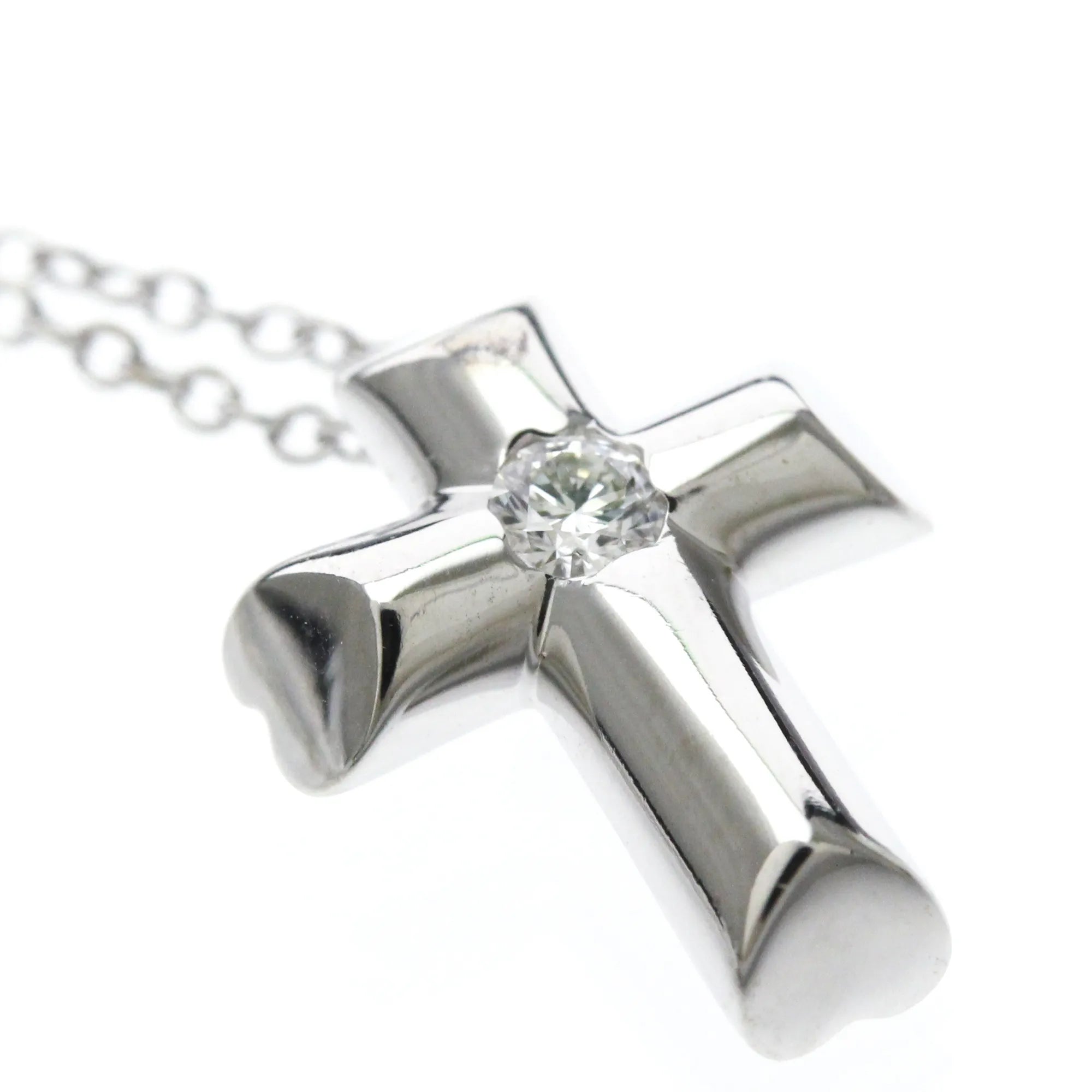 Tiffany & Co. Etoile Cross Pendant 18K White Gold With Diamonds Silver White_Gold Necklace Jewelry (Pre-Owned)