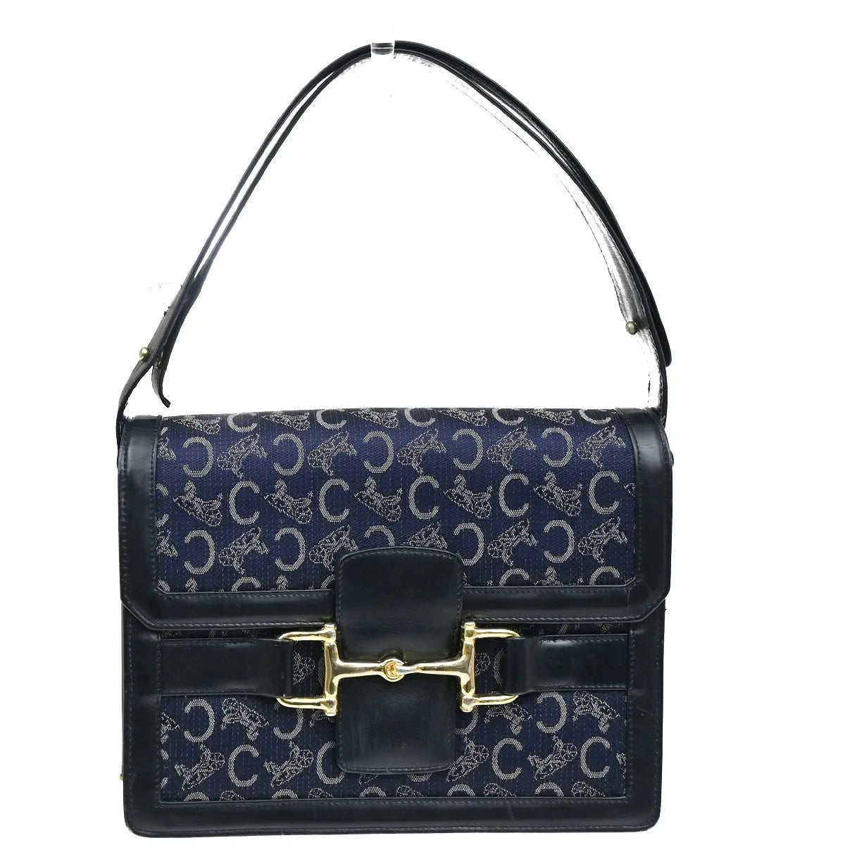 Celine Horse Carriage Canvas And Leather Navy Canvas Shoulder Bag Bag (Pre-Owned)