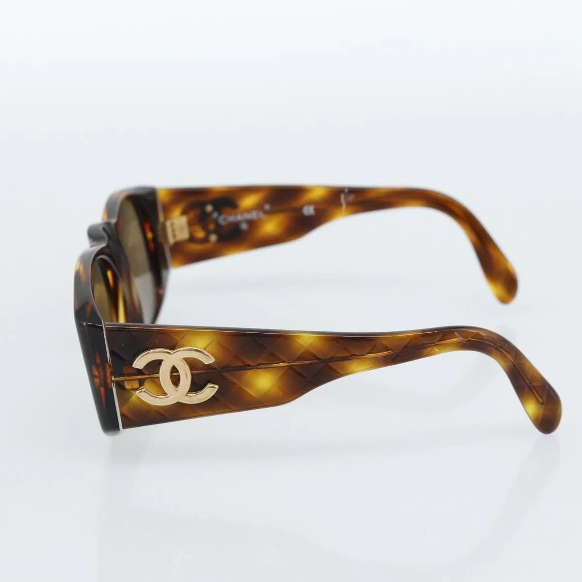 Chanel Cc Logo Matelasse Sunglasses Eye Wear Plastic Brown Plastic Sunglasse Accessory (Pre-Owned)