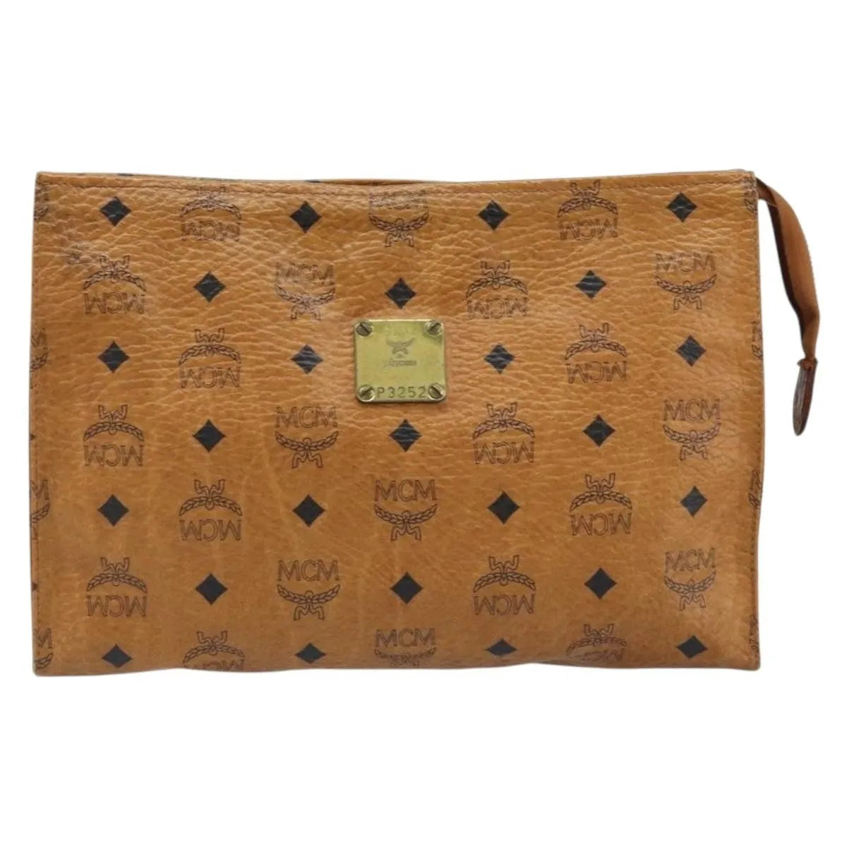 MCM Visetos Pvc Brown Leather Clutche & Pouche Bag (Pre-Owned)