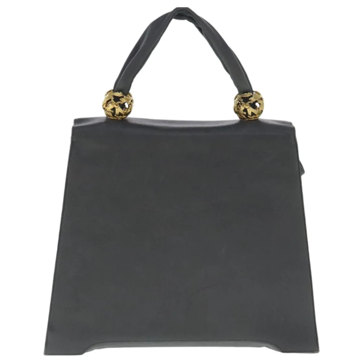Salvatore Ferragamo Vintage Handbag Leather Gray Leather Handbag (Pre-Owned)