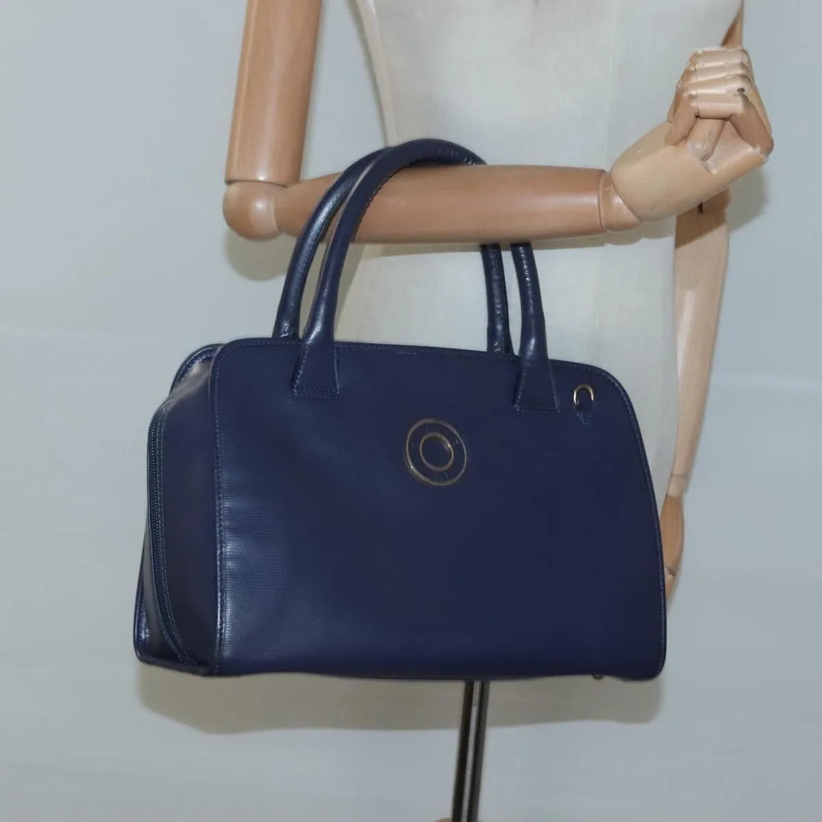 Celine Circle Logo Leather Blue Leather Handbag (Pre-Owned)