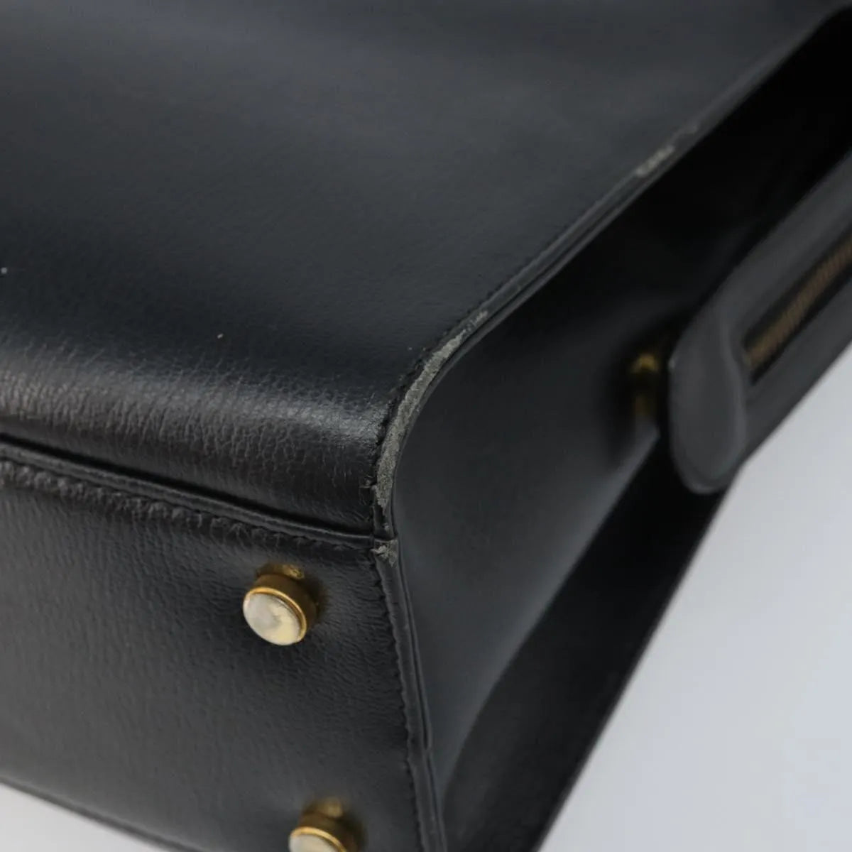 Salvatore Ferragamo Gancini Leather Black Leather Handbag (Pre-Owned)