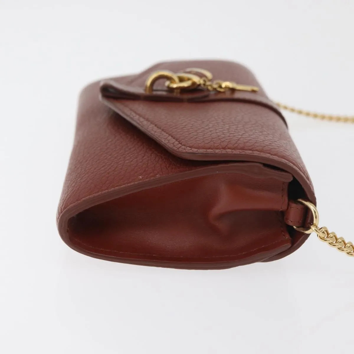 Chloe Aby Chain Leather Brown Leather Shoulder Bag Bag (Pre-Owned)