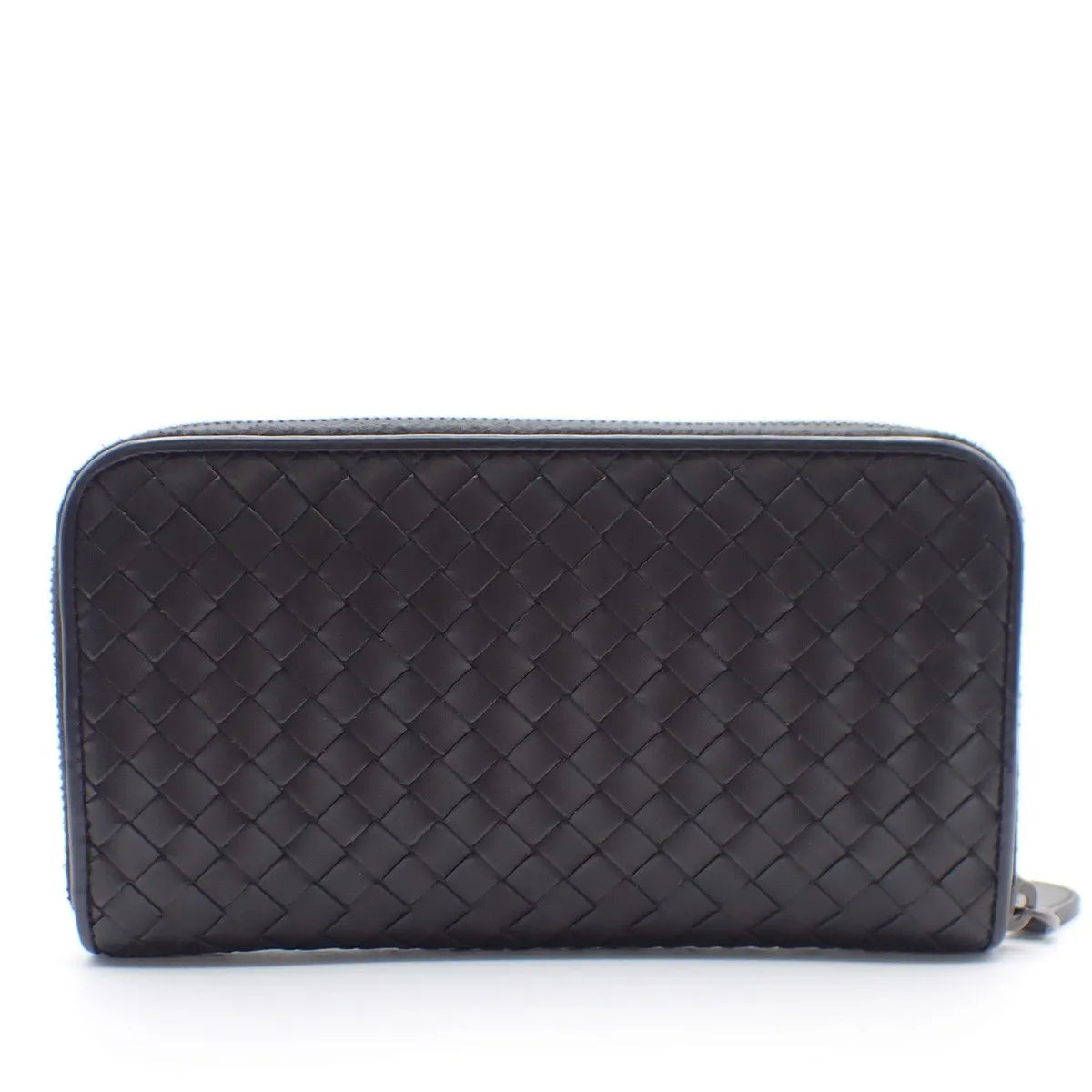 Bottega Veneta Intrecciato Long Zip Leather Black Leather Wallets Accessory (Pre-Owned)