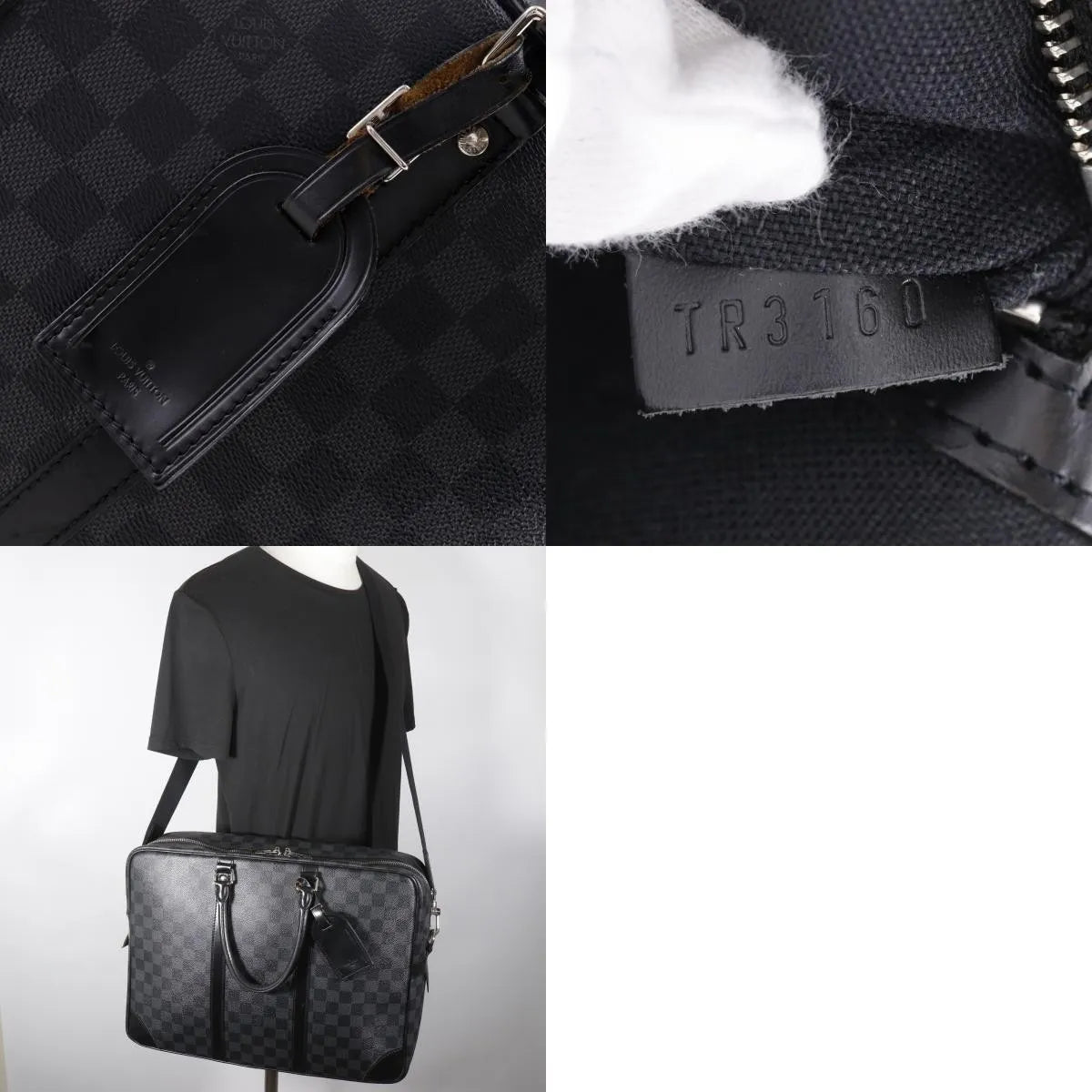 Louis Vuitton Porte-Documents Voyage Damier Graphite Black Canvas Briefcase Bag (Pre-Owned)