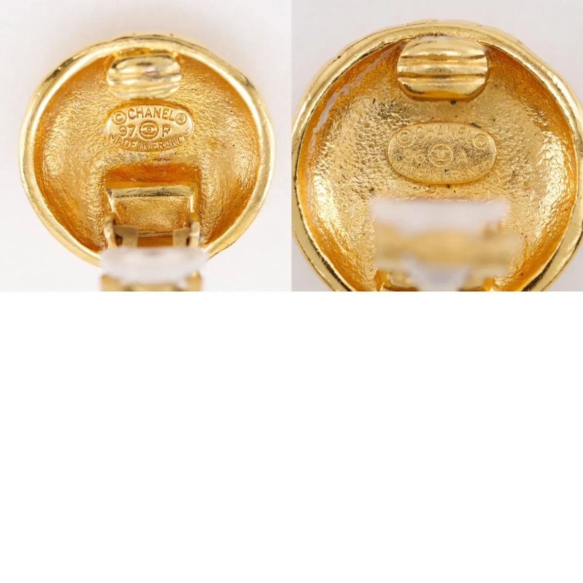 Chanel Vintage Cc Clip-On Metal Gold Gold_Plated Earrings Jewelry (Pre-Owned)