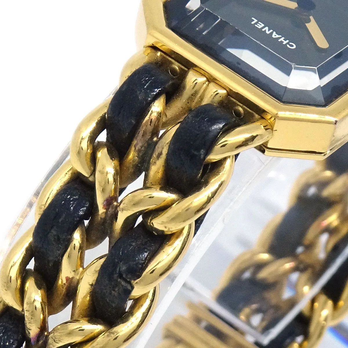 Chanel Premiere Rock Quartz Plated Metal And Leather Watch (Pre-Owned)