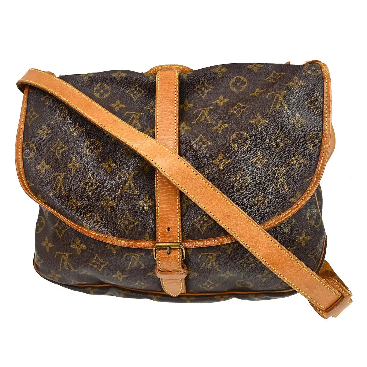 Louis Vuitton Saumur Handbag Monogram Canvas Brown Canvas Shoulder Bag Bag (Pre-Owned)