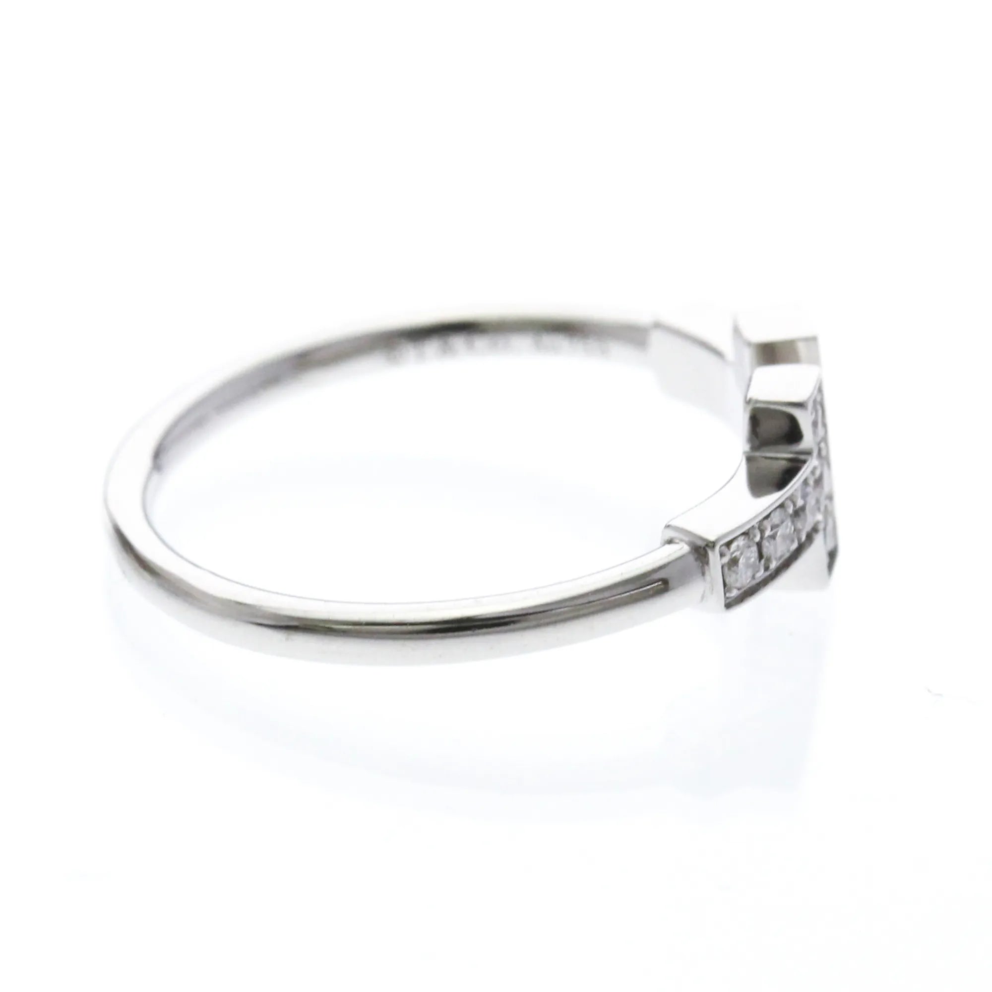 Tiffany & Co. T Wire 18K White Gold With Diamonds Silver White_Gold Ring Jewelry (Pre-Owned)
