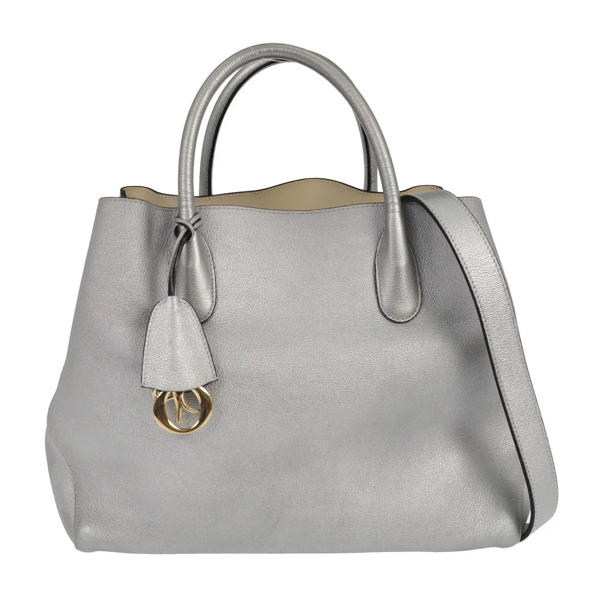 Christian Dior Open Bar Leather Silver Leather Handbag (Pre-Owned)