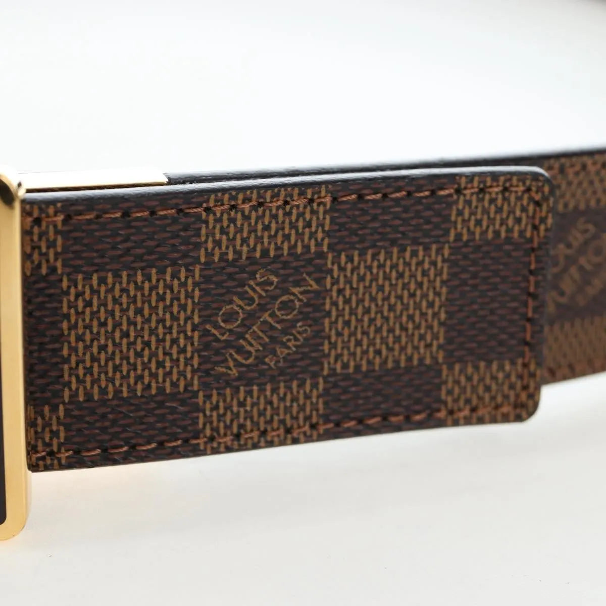Louis Vuitton Inventeur Belt Damier Ebene Brown Canvas Belts Accessory (Pre-Owned)
