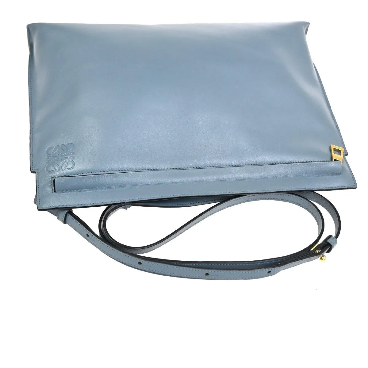 Loewe T Messenger Leather Blue Leather Shoulder Bag Bag (Pre-Owned)