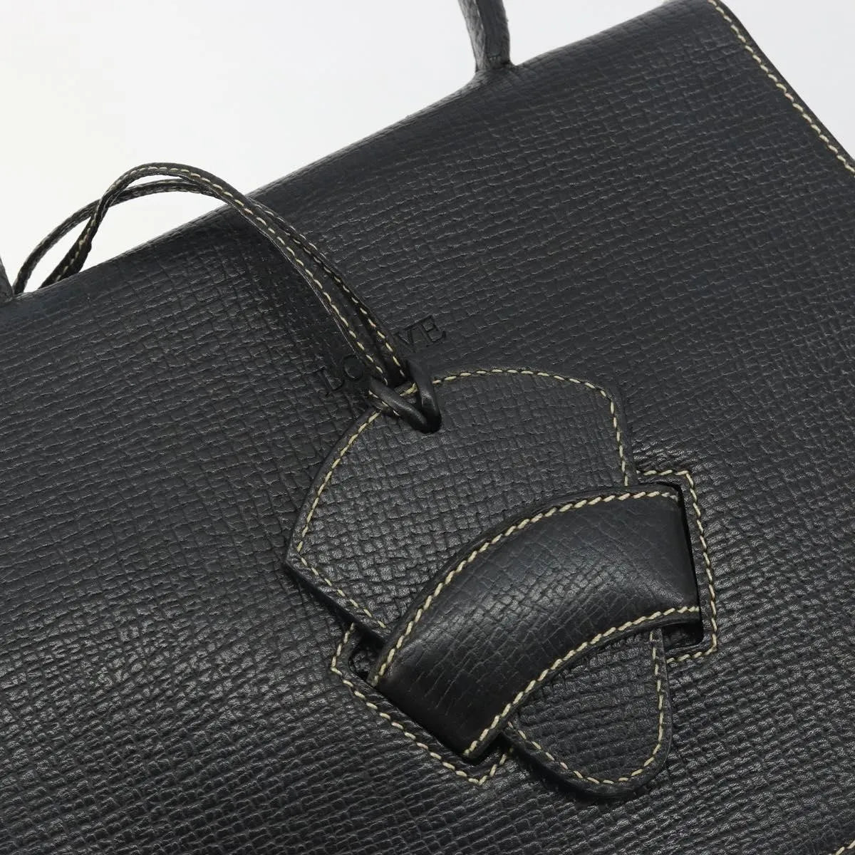 Loewe Barcelona Top Handle Leather Black Leather Handbag (Pre-Owned)