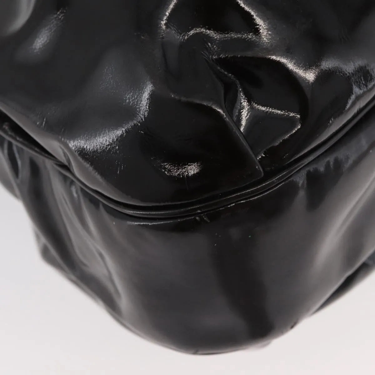 Salvatore Ferragamo Gancini Patent Leather Brown Patent_Leather Handbag (Pre-Owned)