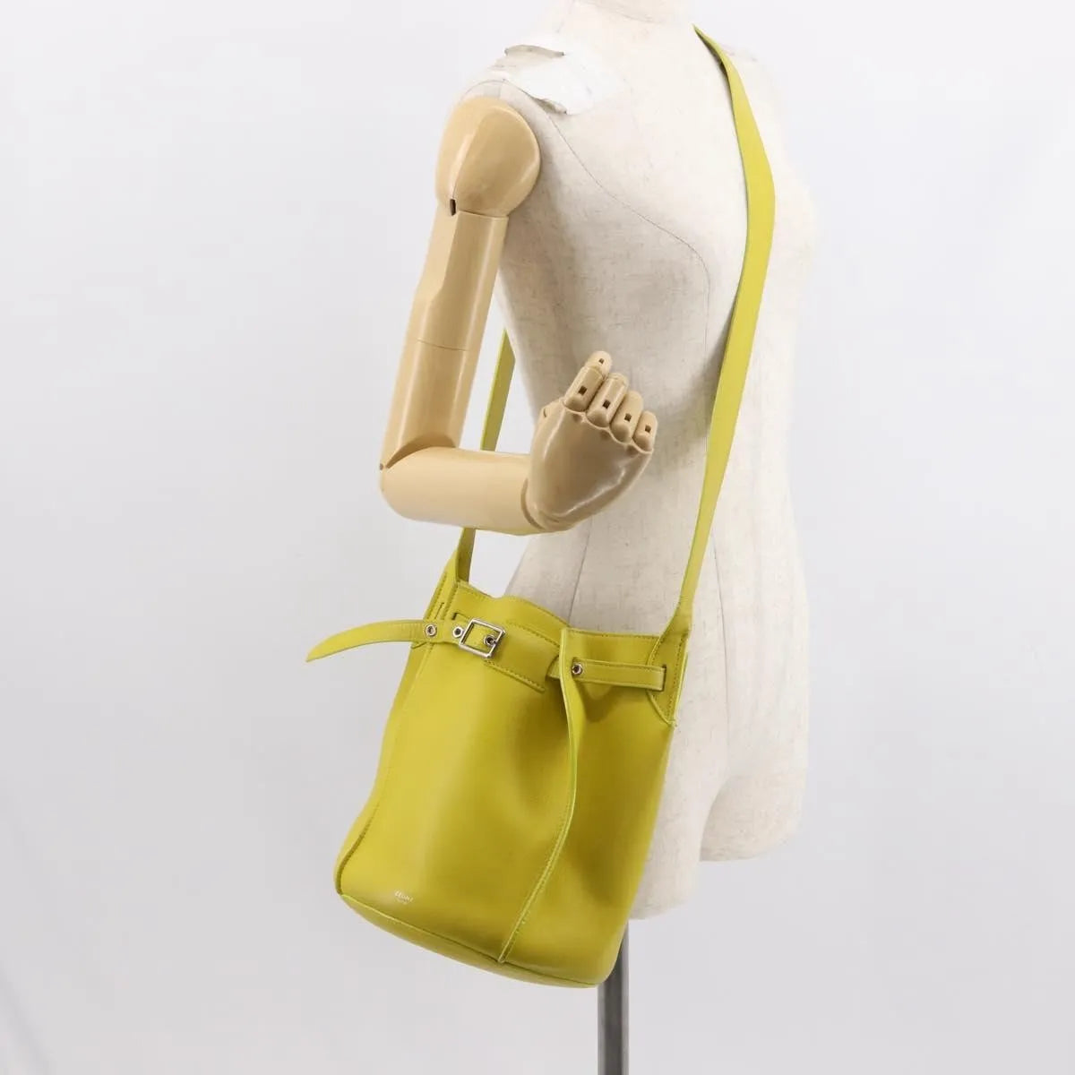 Celine Long Strap Big Bag Bucket Leather Yellow Leather Shoulder Bag Bag (Pre-Owned)