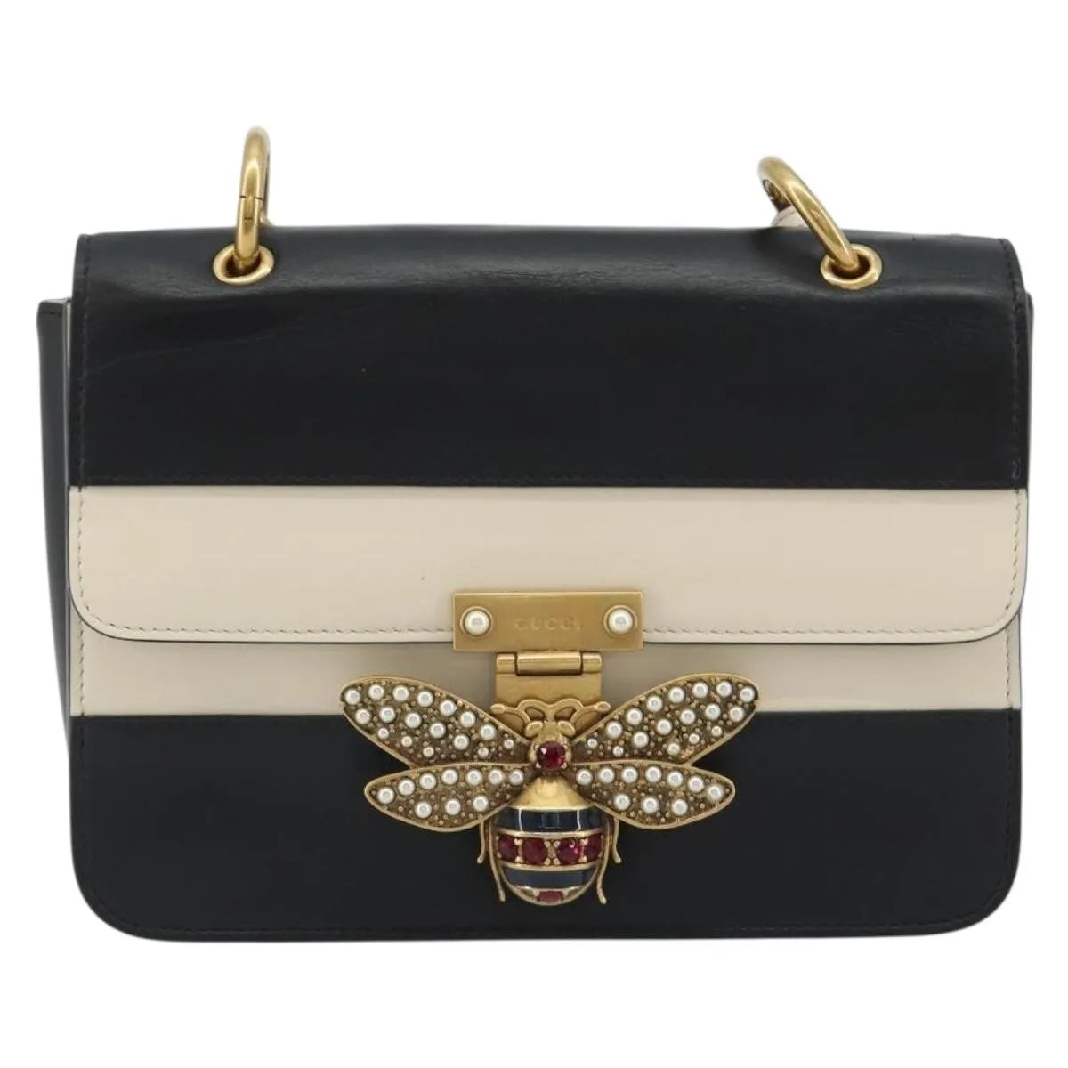 Gucci Queen Margaret Flap Colorblock Leather Black Leather Shoulder Bag Bag (Pre-Owned)