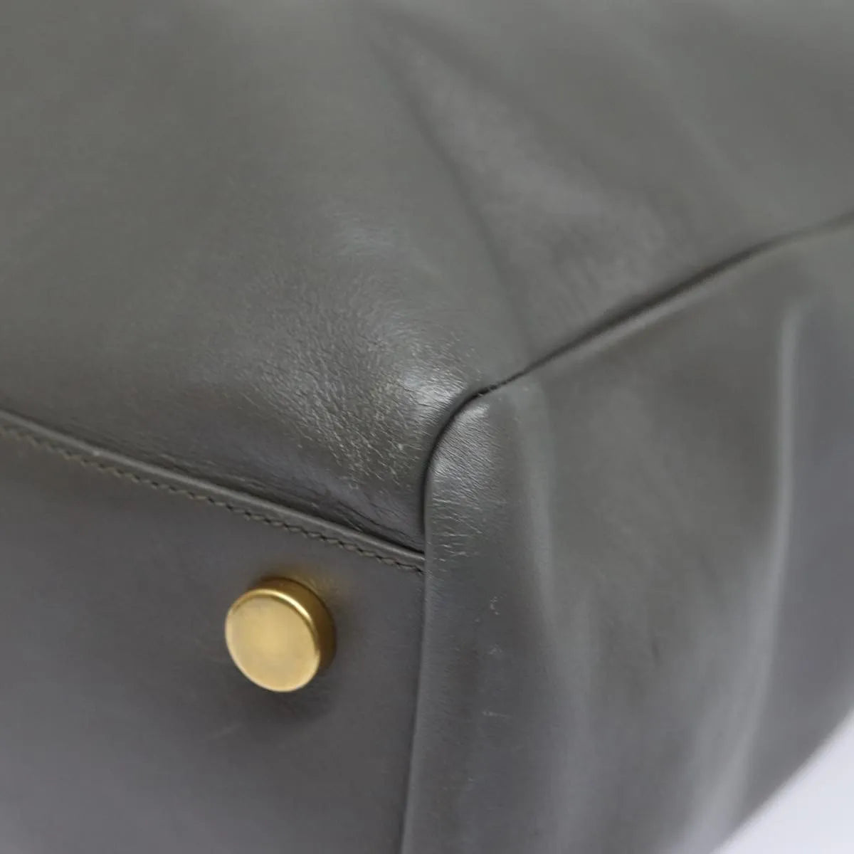 Saint Laurent Reversible North South Shopper Tote Leather Gray Leather Tote Bag Bag (Pre-Owned)
