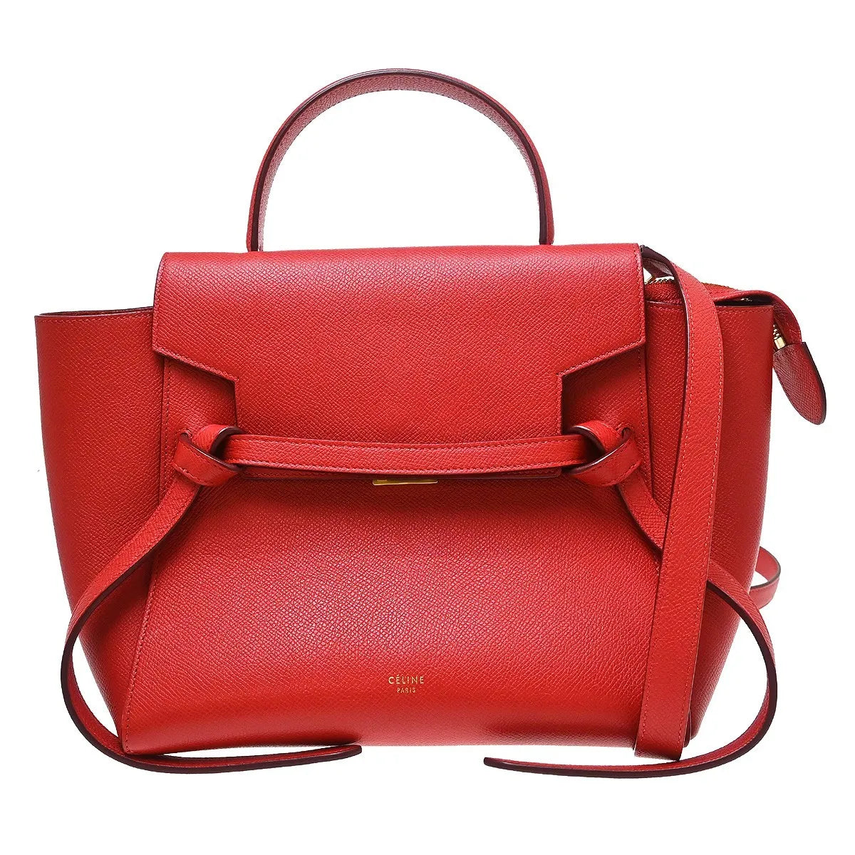 Celine Belt Calfskin Red Leather Handbag (Pre-Owned)