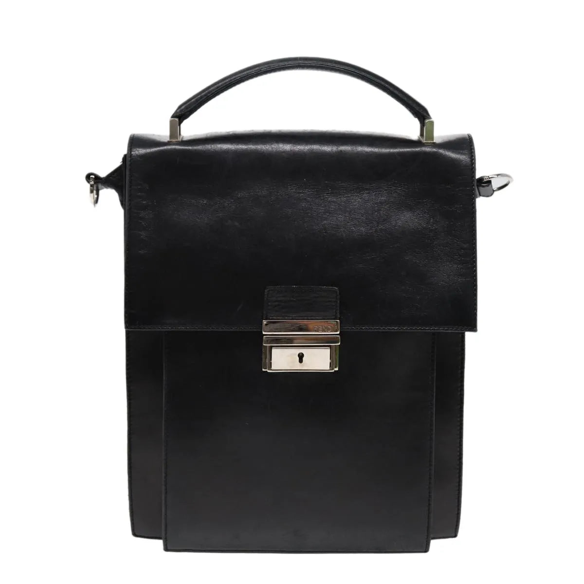 Fendi Vintage Leather Black Leather Handbag (Pre-Owned)