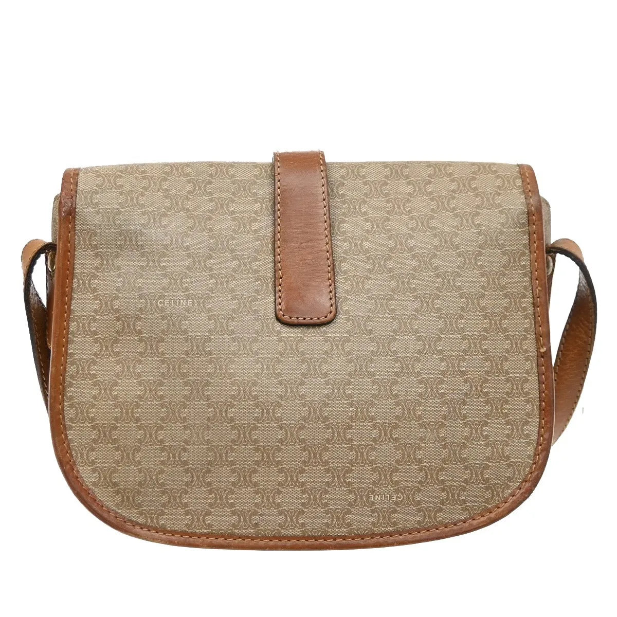 Celine Vintage Macadam Canvas And Leather Beige Canvas Handbag (Pre-Owned)