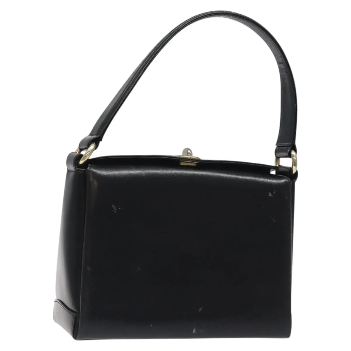 Gucci Vintage Convertible Box Leather Black Leather Handbag (Pre-Owned)