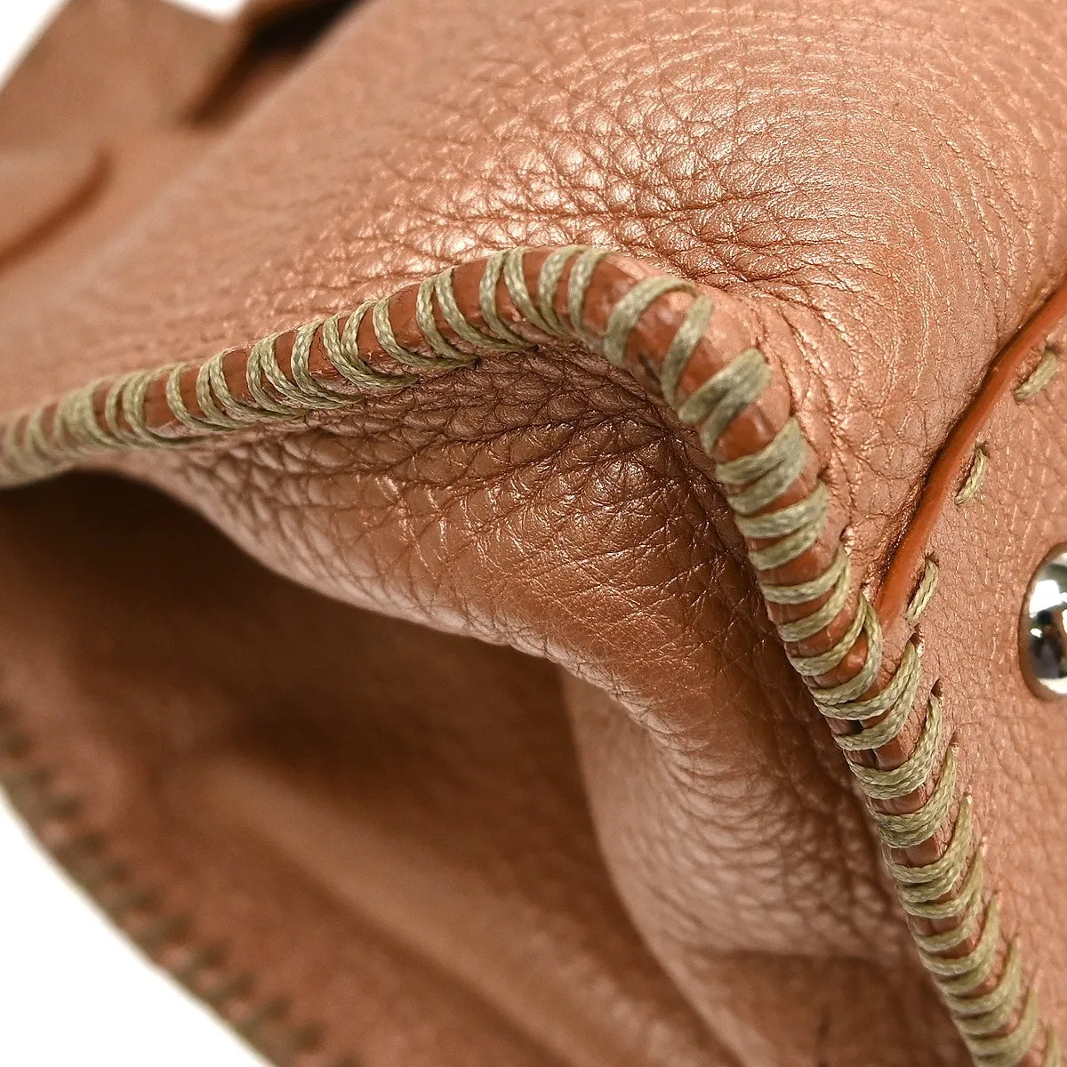 Fendi Selleria Linda Satchel Pebbled Leather Pink Leather Handbag (Pre-Owned)