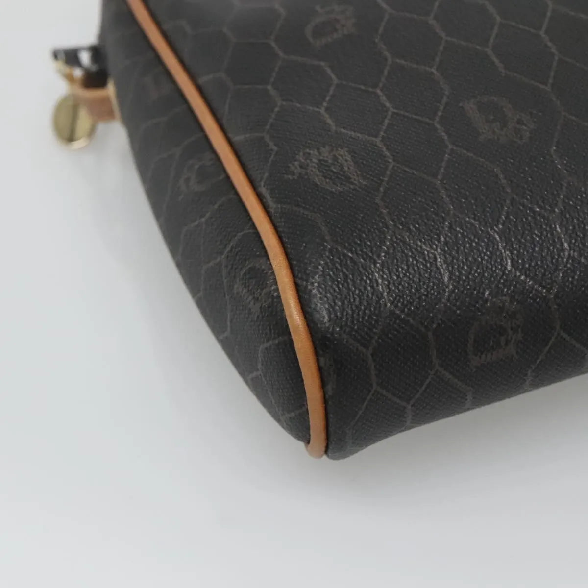 Christian Dior Vintage Honeycomb Canvas And Leather Black Canvas Shoulder Bag Bag (Pre-Owned)