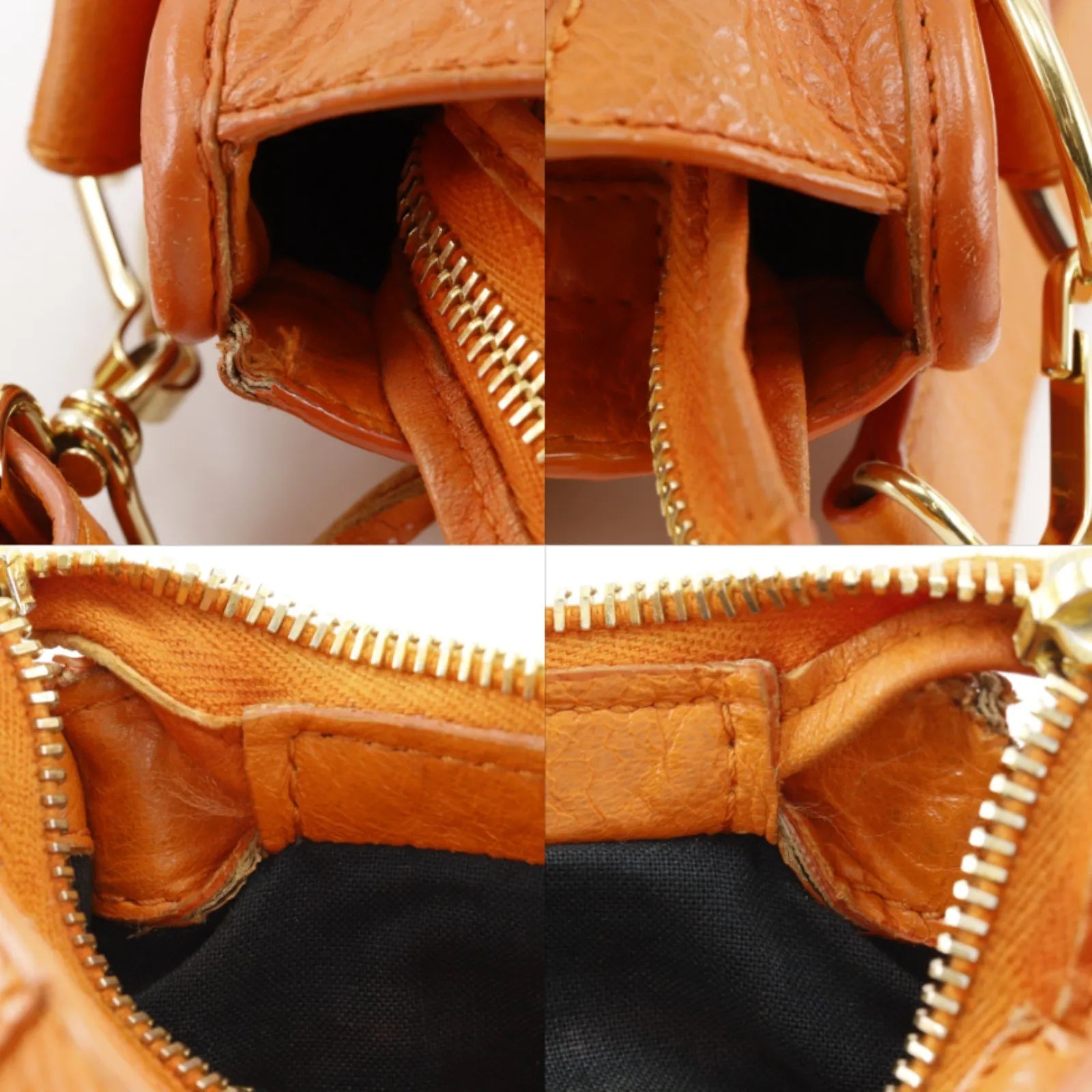 Balenciaga City Classic Studs Leather Orange Calfskin Handbag (Pre-Owned)