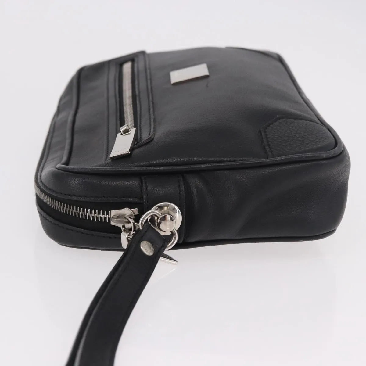 Celine Vintage Zip Wristlet Clutch Leather Black Leather Clutche & Pouche Bag (Pre-Owned)