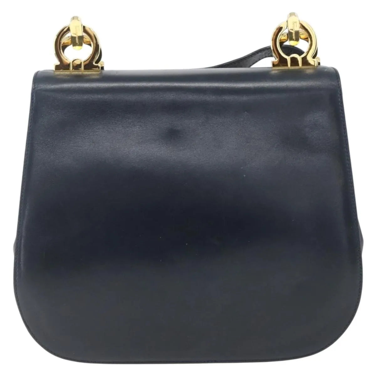 Salvatore Ferragamo Gancini Leather Navy Leather Shoulder Bag Bag (Pre-Owned)