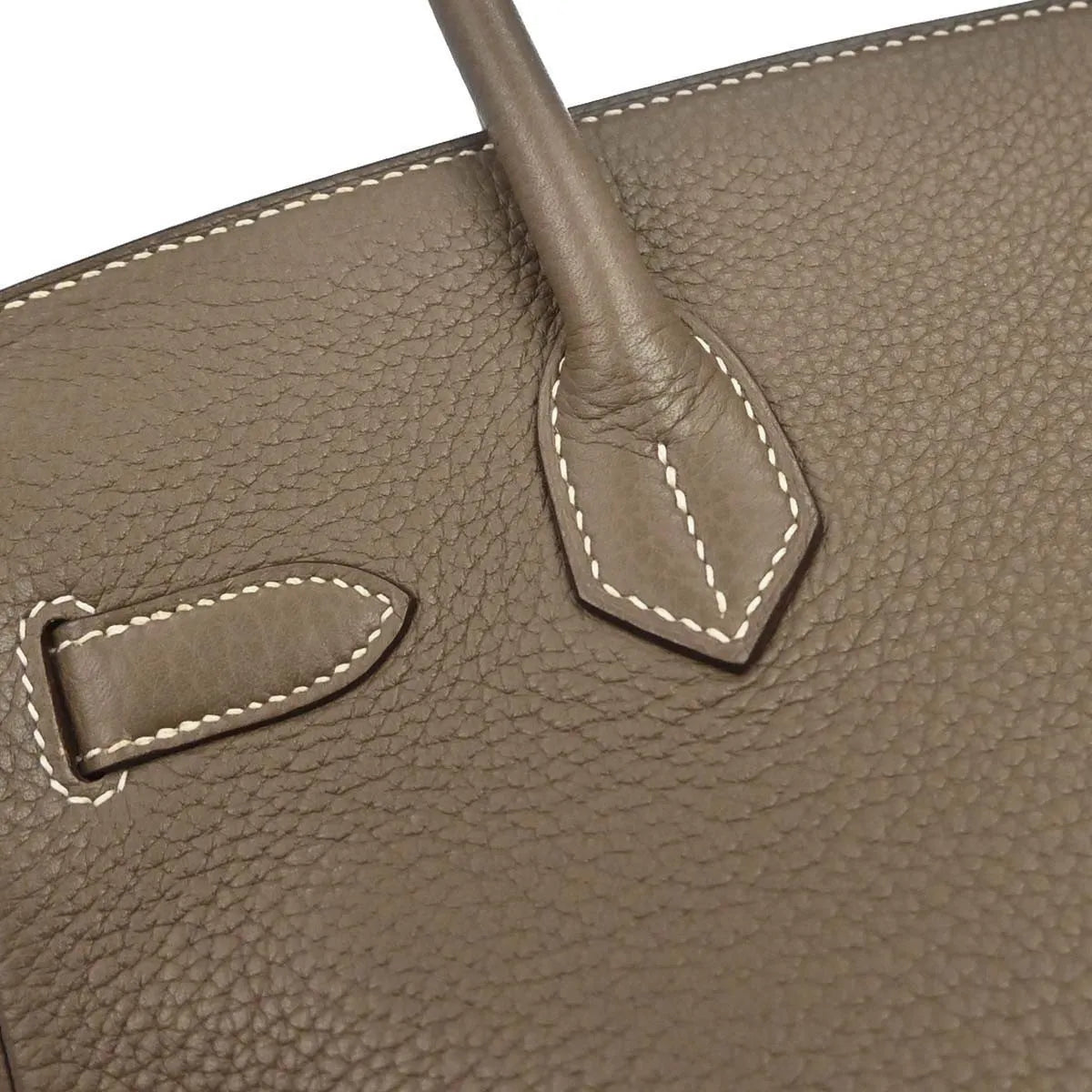 Hermes Birkin Etoupe Taurillon Clémence With Palladium Hardware Gray Calfskin Handbag (Pre-Owned)