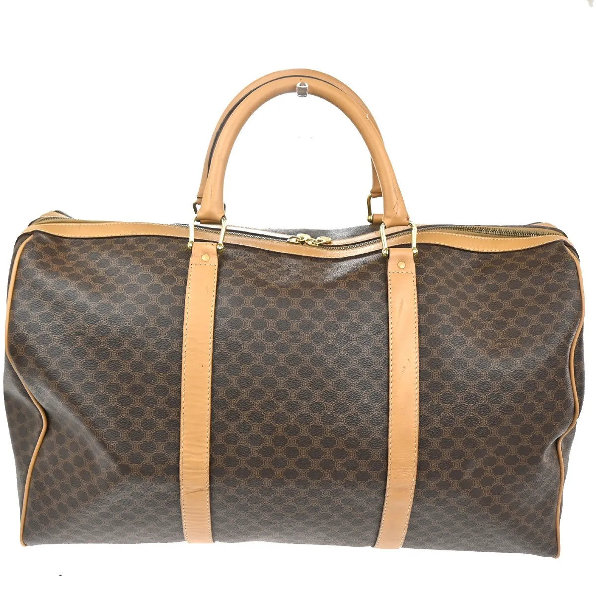 Celine Vintage Duffle Macadam Coated Canvas Brown Pvc Travel Bag Bag (Pre-Owned)