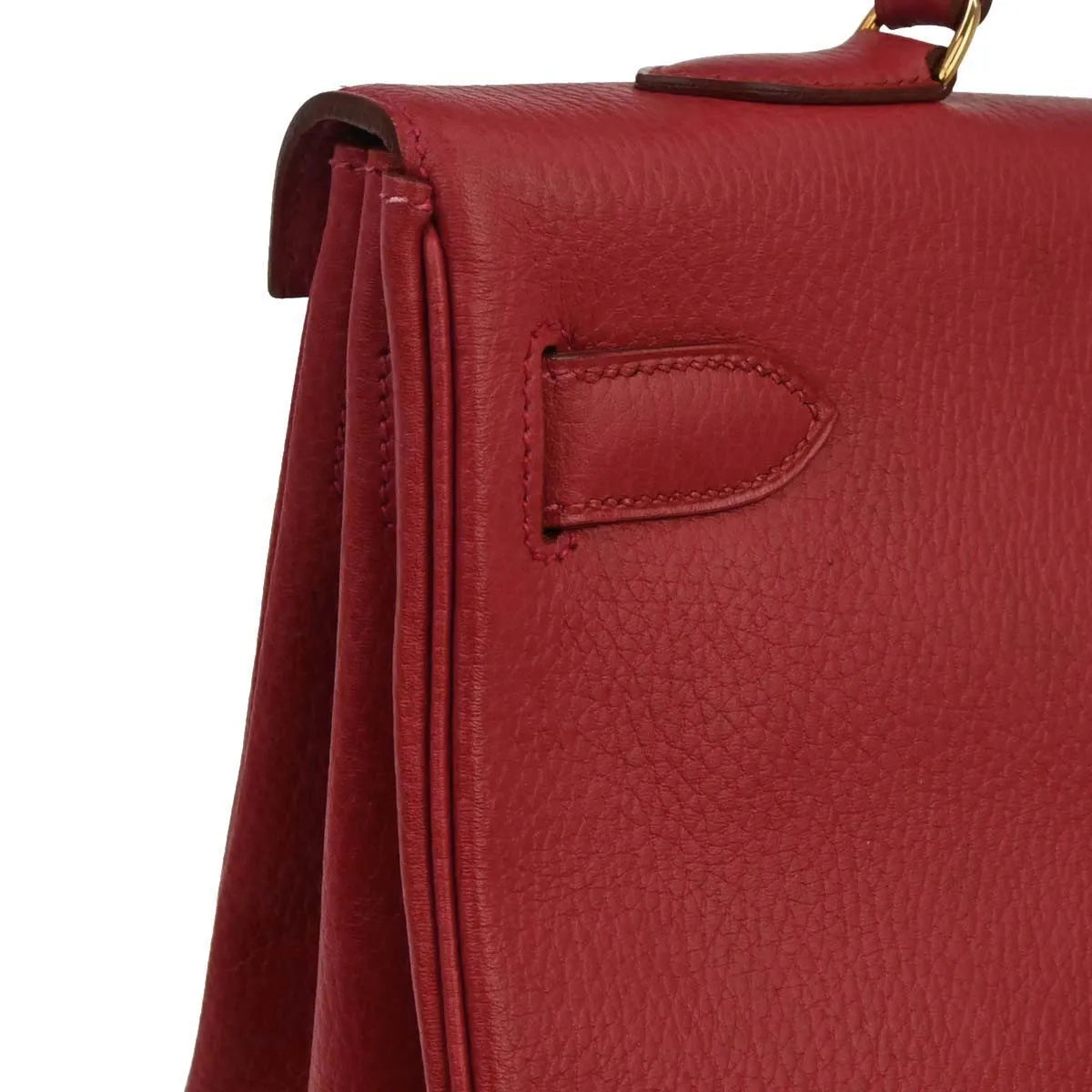 Hermes Kelly Retourne Ardennes Leather Red Leather Handbag (Pre-Owned)