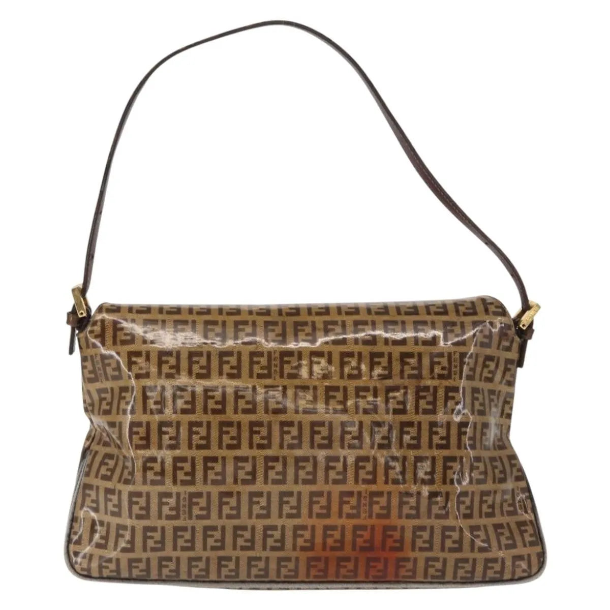 Fendi Mamma Baguette Cuir Verni Brown Pvc Shoulder Bag Bag (Pre-Owned)