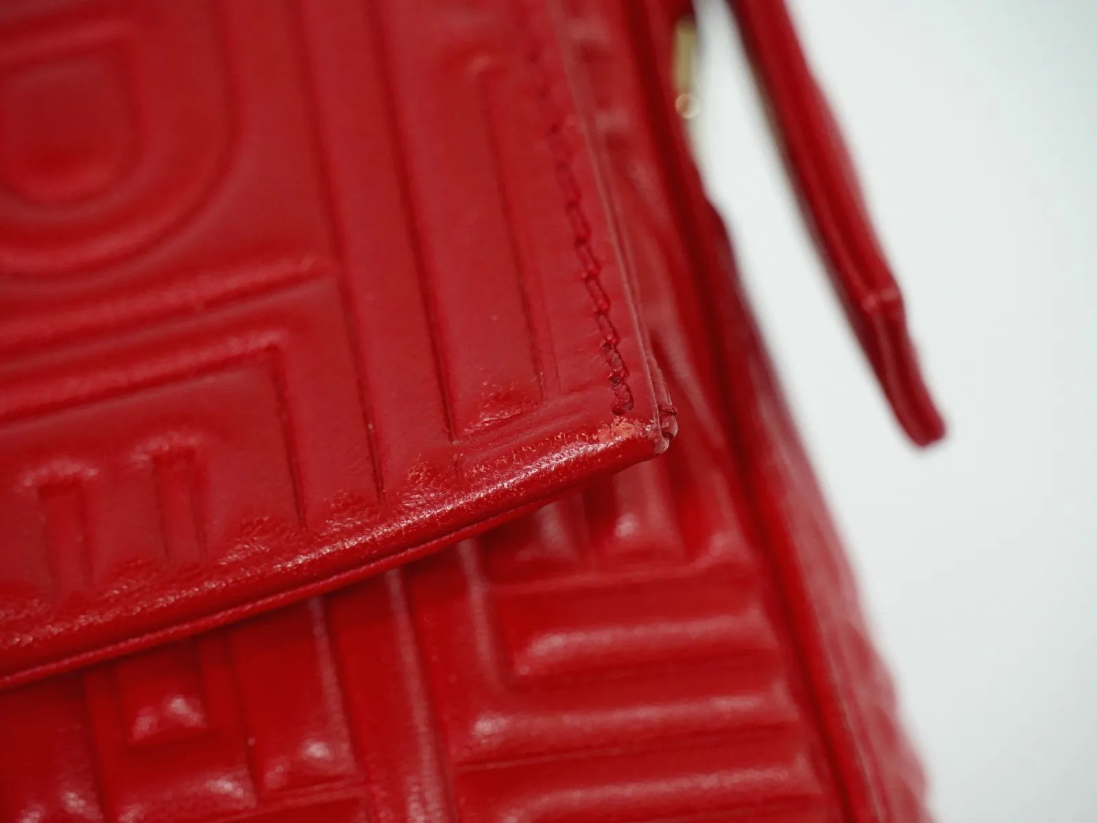 Fendi Mamma Baguette Leather Red Leather Handbag (Pre-Owned)