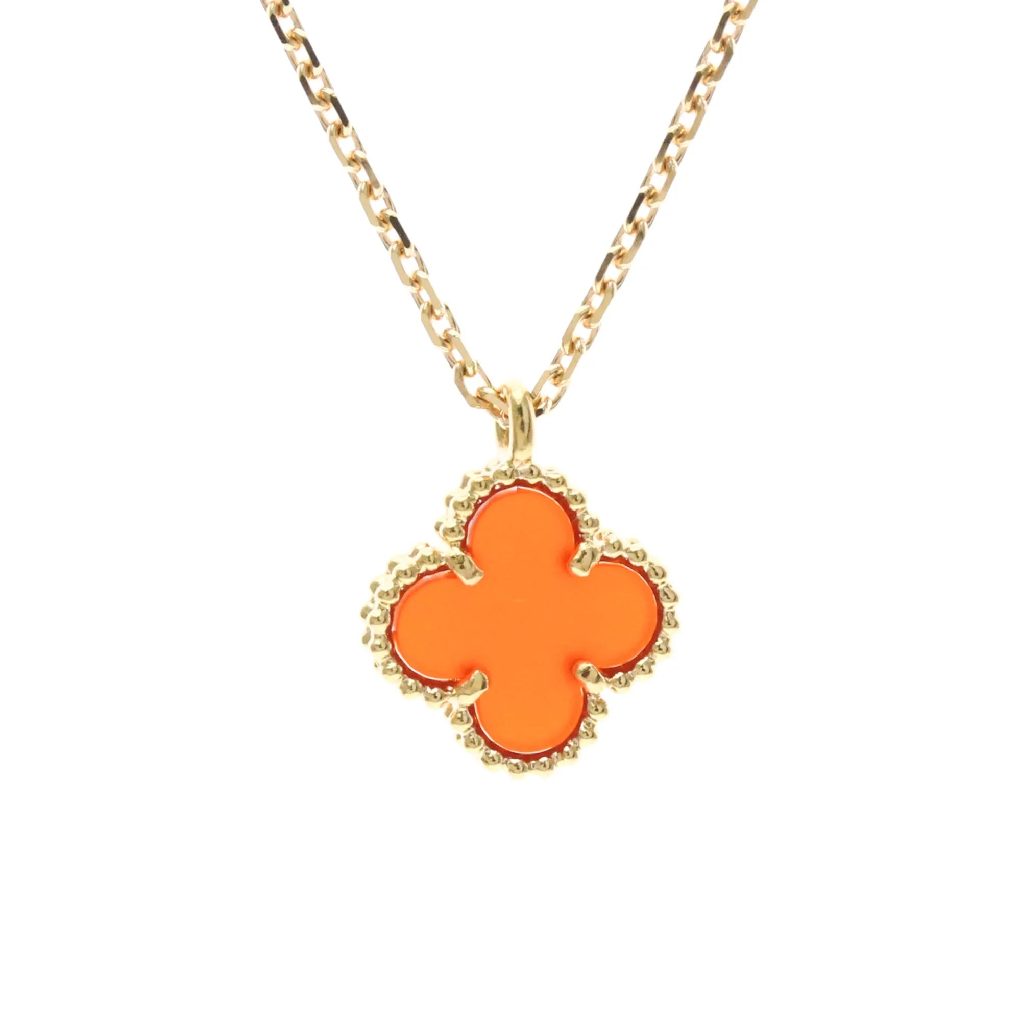 Van Cleef & Arpels Sweet Alhambra Pendant 18K Rose Gold And Carnelian Gold Pink_Gold Necklace Jewelry (Pre-Owned)