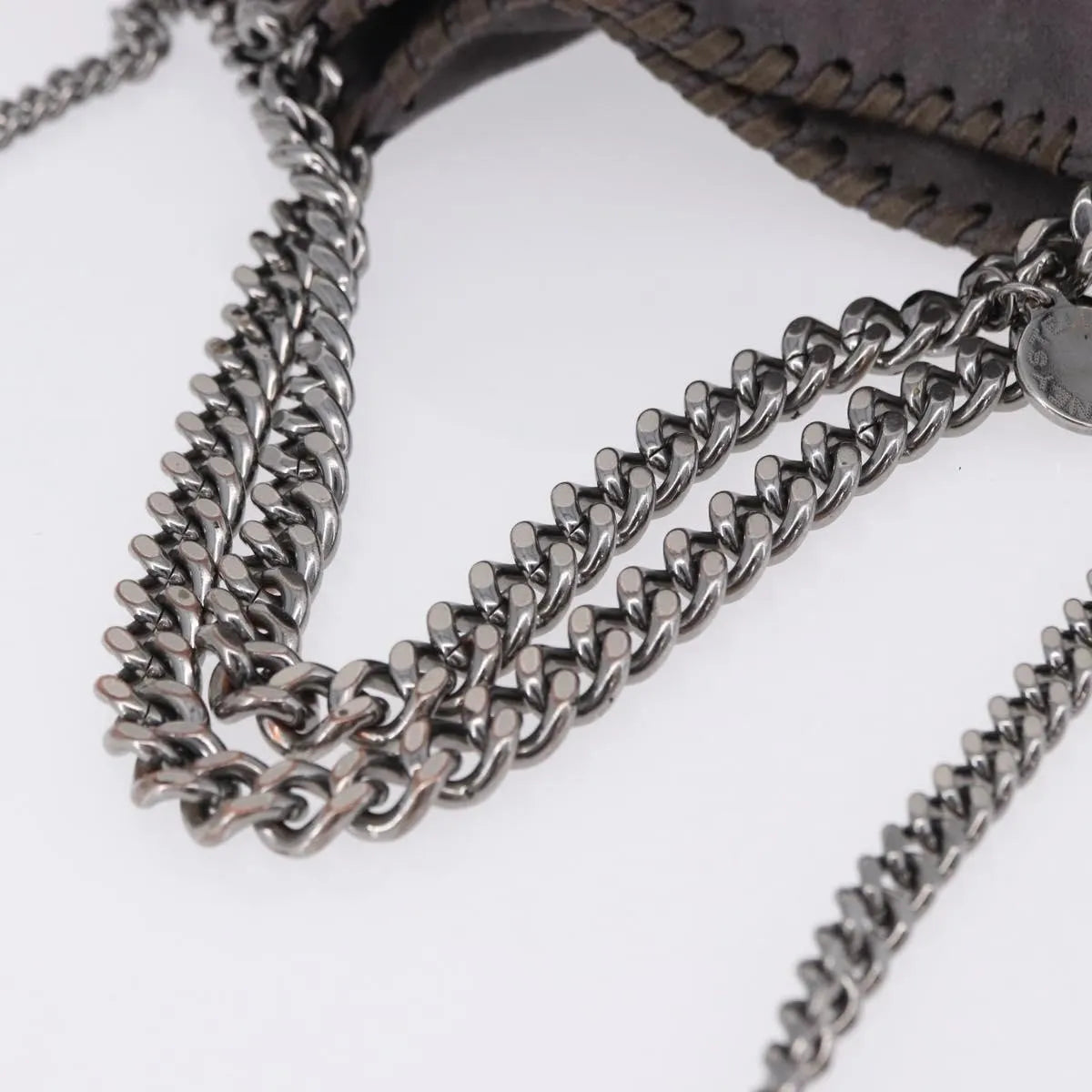 Stella Mccartney Falabella Fold Over Faux Leather Gray Polyester Shoulder Bag Bag (Pre-Owned)