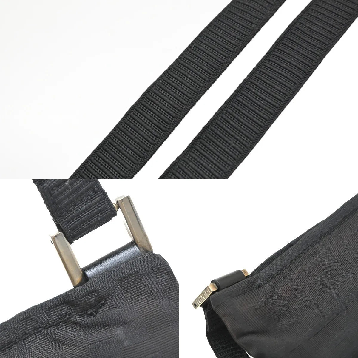 Fendi Logo Zucca Zucca Black Canvas Shoulder Bag Bag (Pre-Owned)