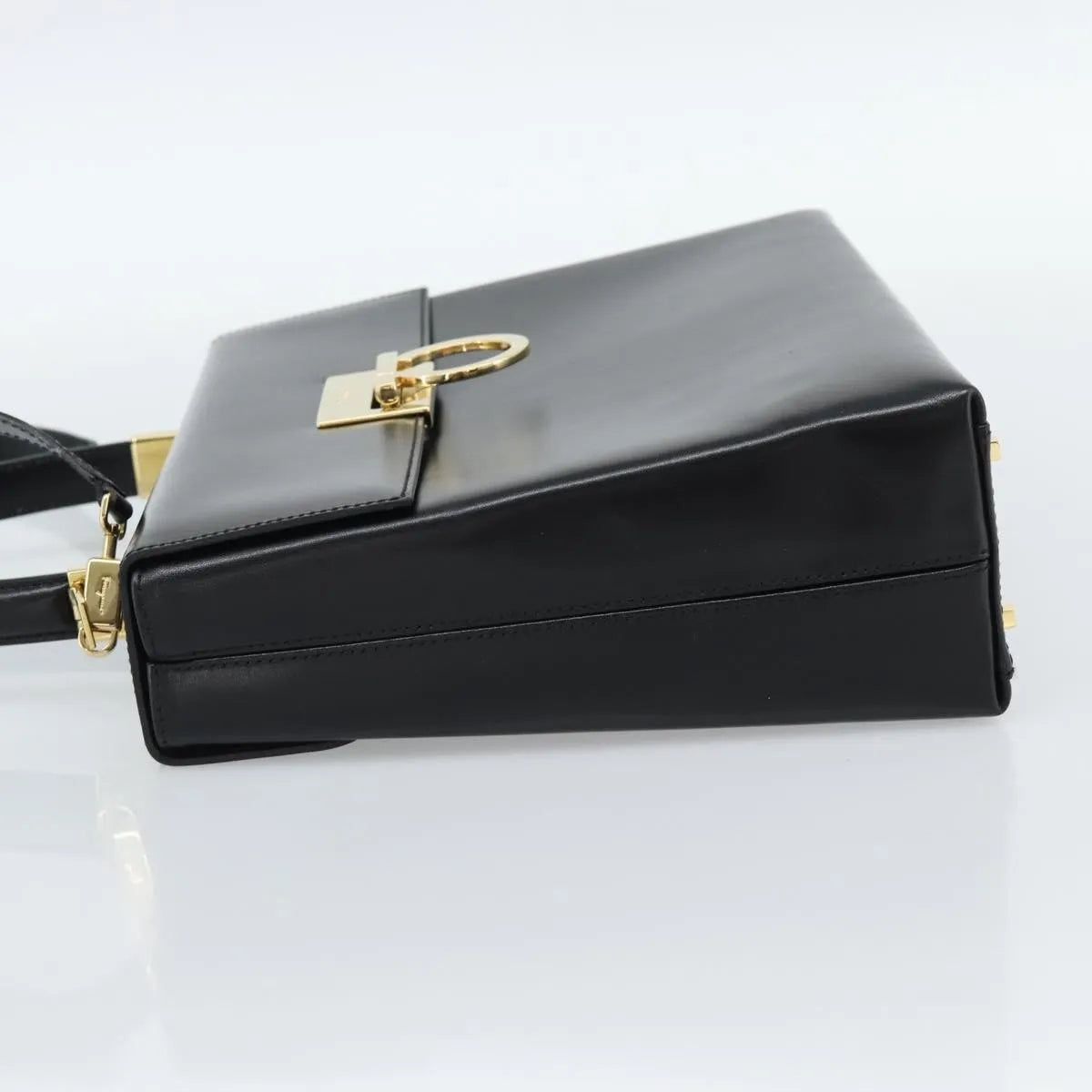 Salvatore Ferragamo Convertible Top Handle Leather Black Leather Handbag (Pre-Owned)