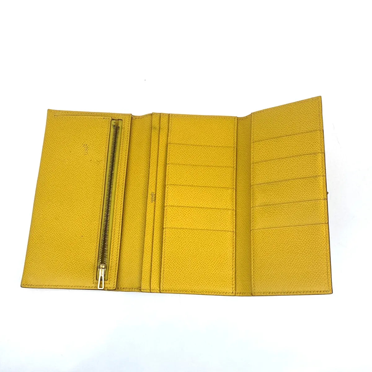 Hermes Bearn Trifold Epsom Yellow Leather Wallets Accessory (Pre-Owned)