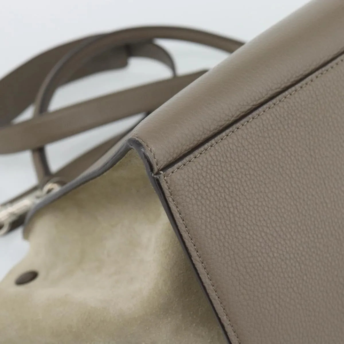 Celine Trapeze Leather With Suede Gray Leather Handbag (Pre-Owned)
