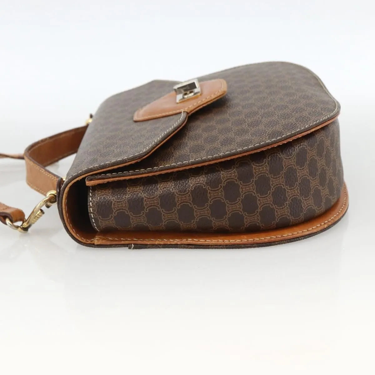Celine Vintage Macadam Canvas And Leather Brown Canvas Handbag (Pre-Owned)