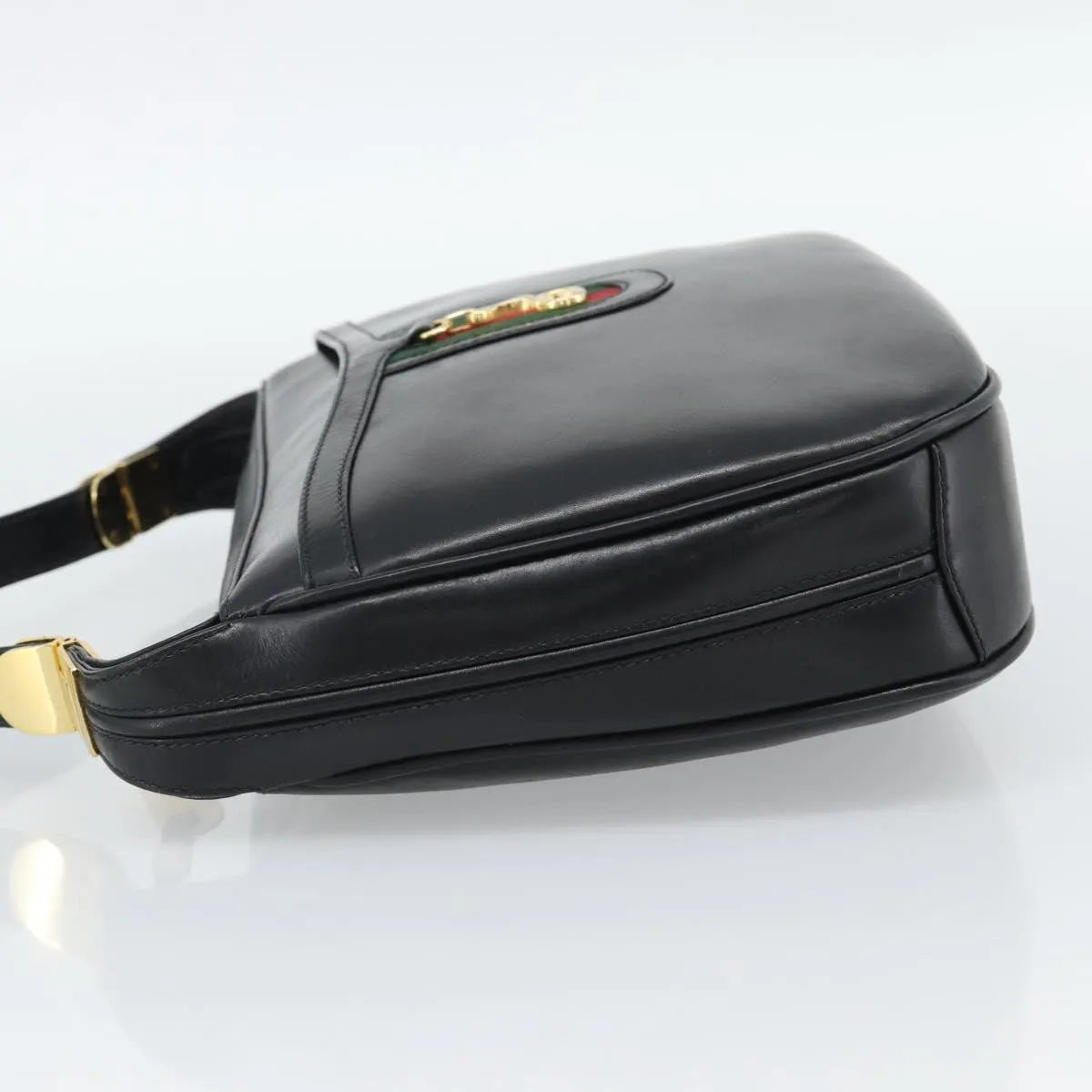 Gucci Vintage Horsebit Leather Black Leather Shoulder Bag Bag (Pre-Owned)
