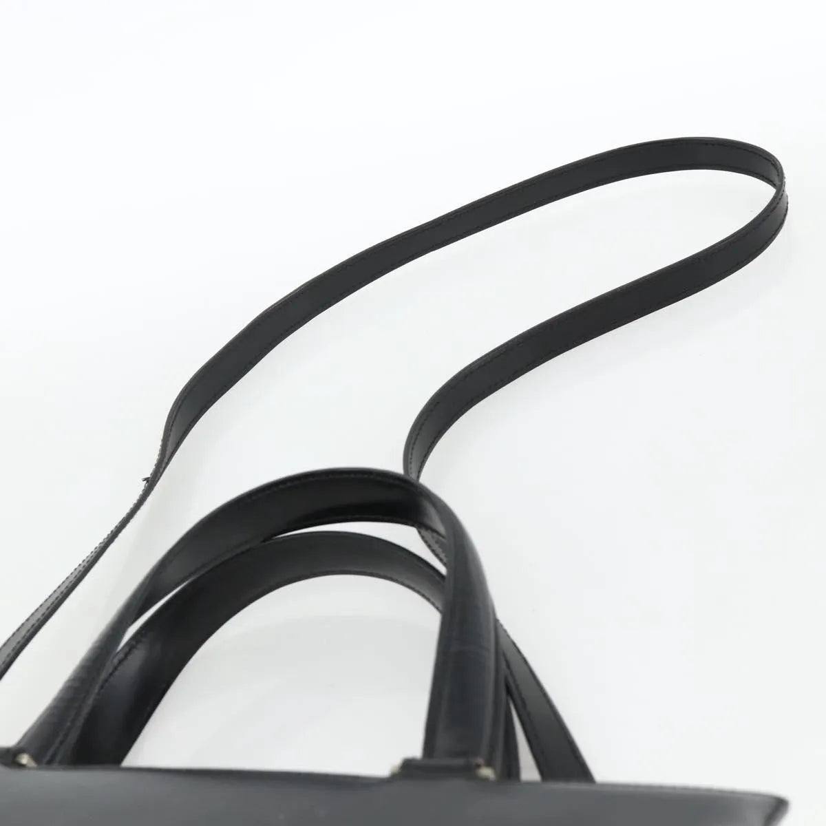 Salvatore Ferragamo Double Gancini Side Buckle Tote Leather Black Leather Handbag (Pre-Owned)